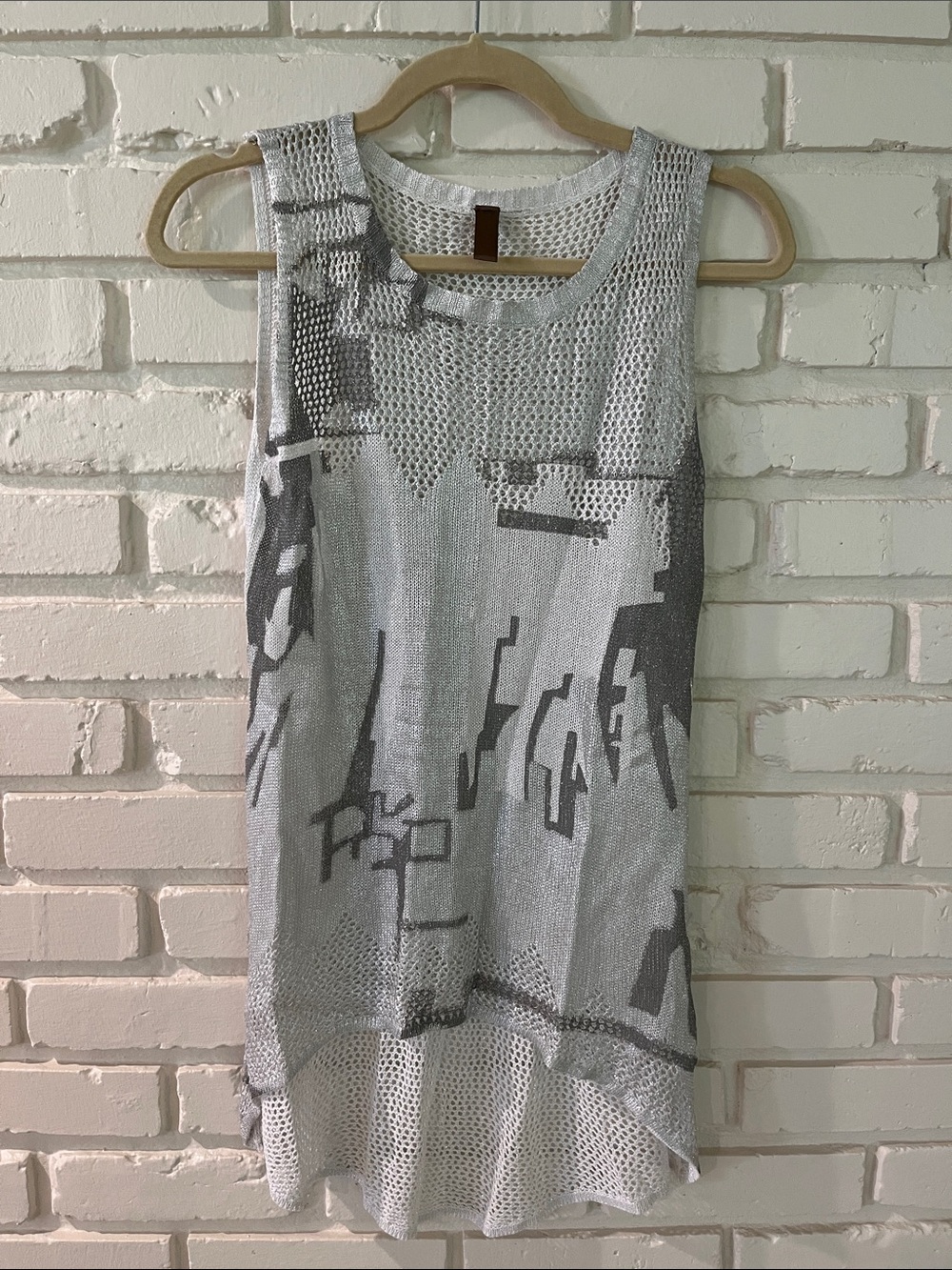 Gray Graphic Knit Tank Top - Women